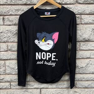 Black Long Sleeve Shirt with Cartoon Graphic